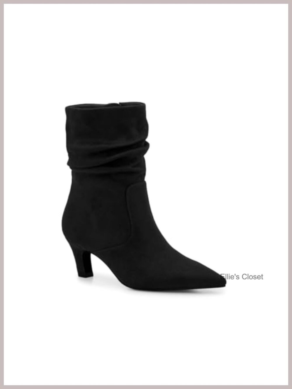 Slouchy Ankle Booties Low Kitten Heel Pointed Toe Side Zip Fall Shoes